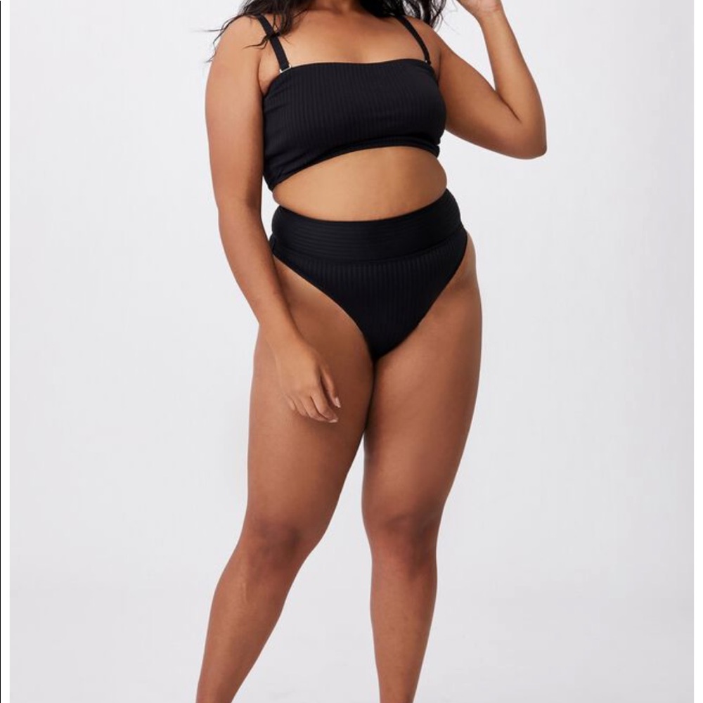 Cotton On curve black ribbed bikini size 20 black new